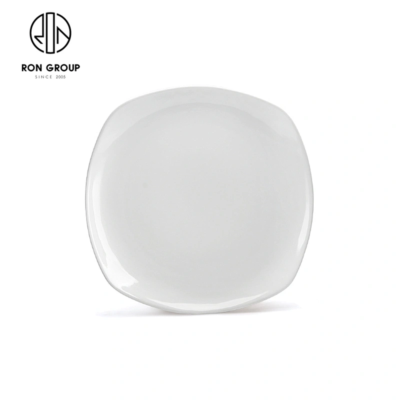 Plain White Porcelain Bread And Butter Dinner Shallow Square Plate