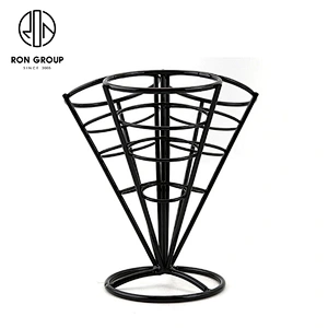 Black Spray Three Chips Durable Wire French Fry Food Display Rack