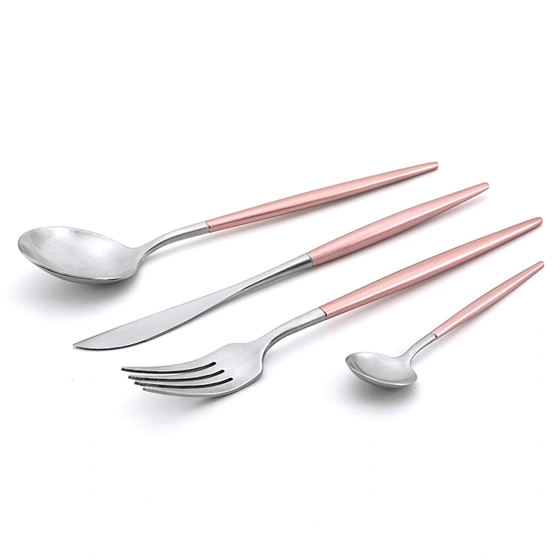 Wedding Restaurant Gold And Pink Stainless Steel Cutlery Dinner Luxury Sets