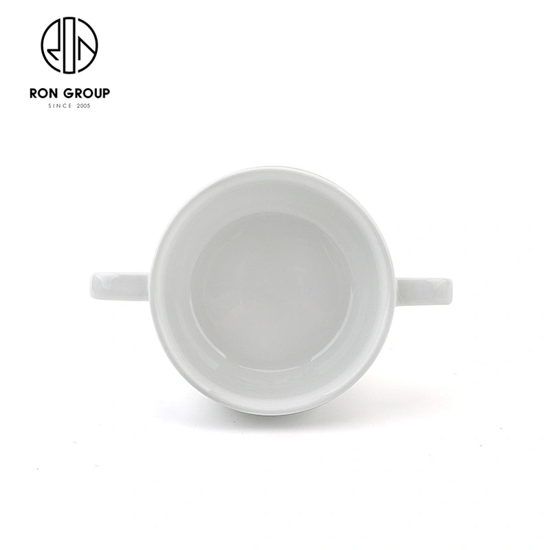 Wholesale Classic Style Customized Porcelain Soup Tea Cup With Two Handle