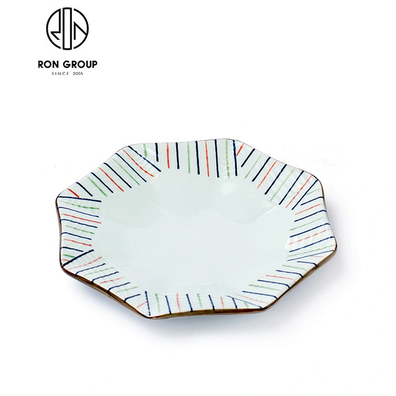 Hand Painted ceramic high food dish porcelain square plate