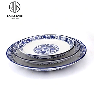 Wholesale Restaurant Blue And White Porcelain Round Dinner Plates