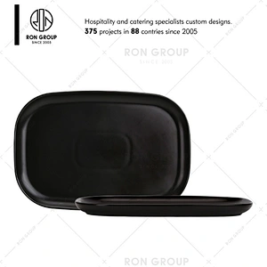 Wholesale Rectangle Black Ceramic Plates For Restaurant
