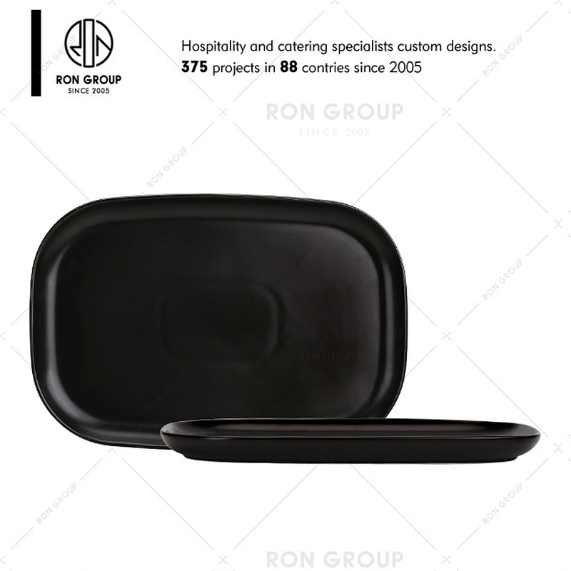 Wholesale Rectangle Black Ceramic Plates For Restaurant