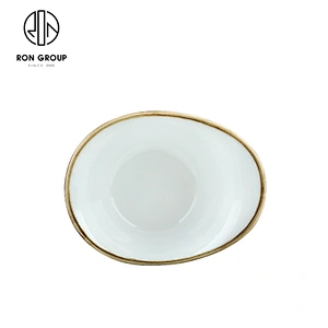 Custom Design Ceramic Irregular Restaurant Tableware Dishes Snack Bowl