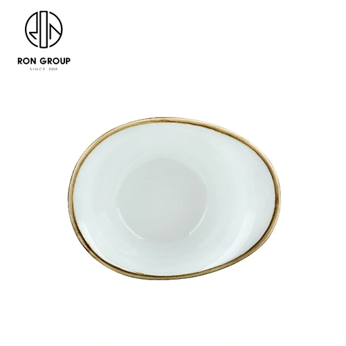 Custom Design Ceramic Irregular Restaurant Tableware Dishes Snack Bowl