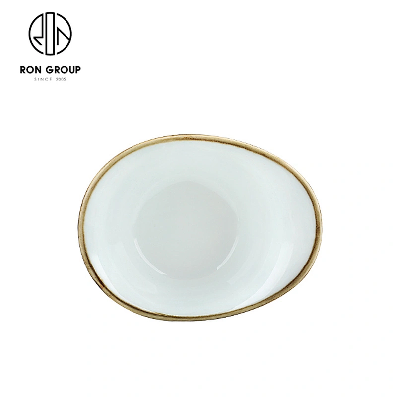Custom Design Ceramic Irregular Restaurant Tableware Dishes Snack Bowl