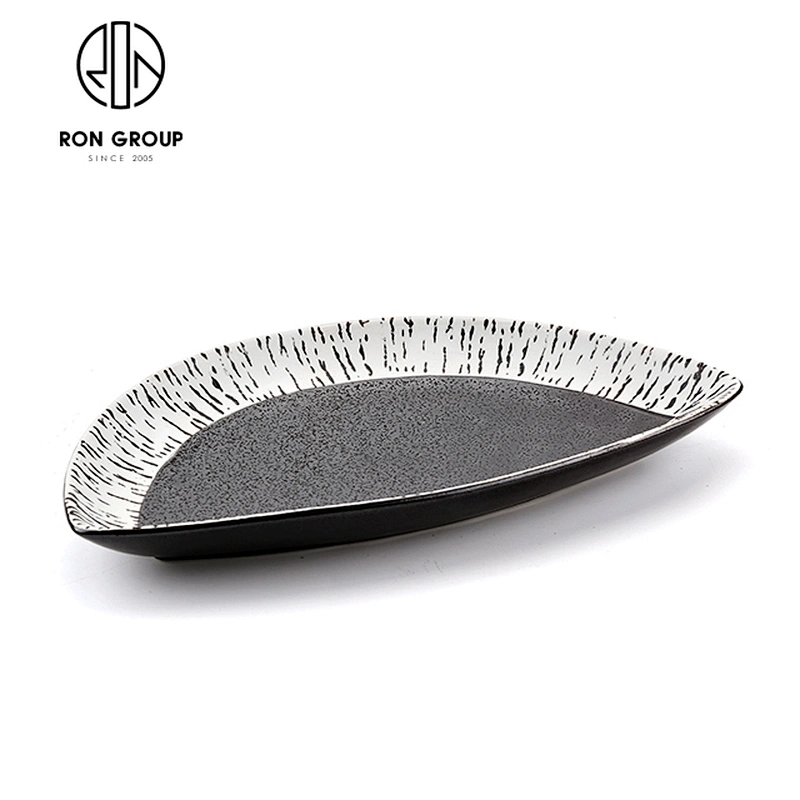 Restaurant Food Tableware Creative Black Half-moon Ceramic Plate