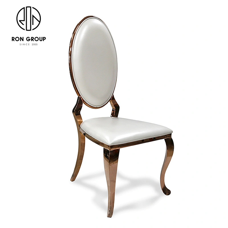 Furniture Luxury Metal European White Leather Dinner Chair For Wedding