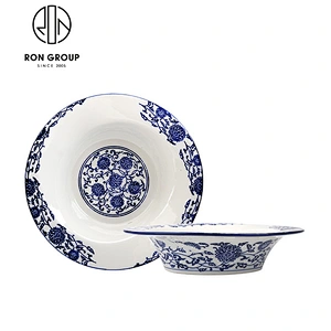Blue And White Square Shape Wholesale Dinner Plates