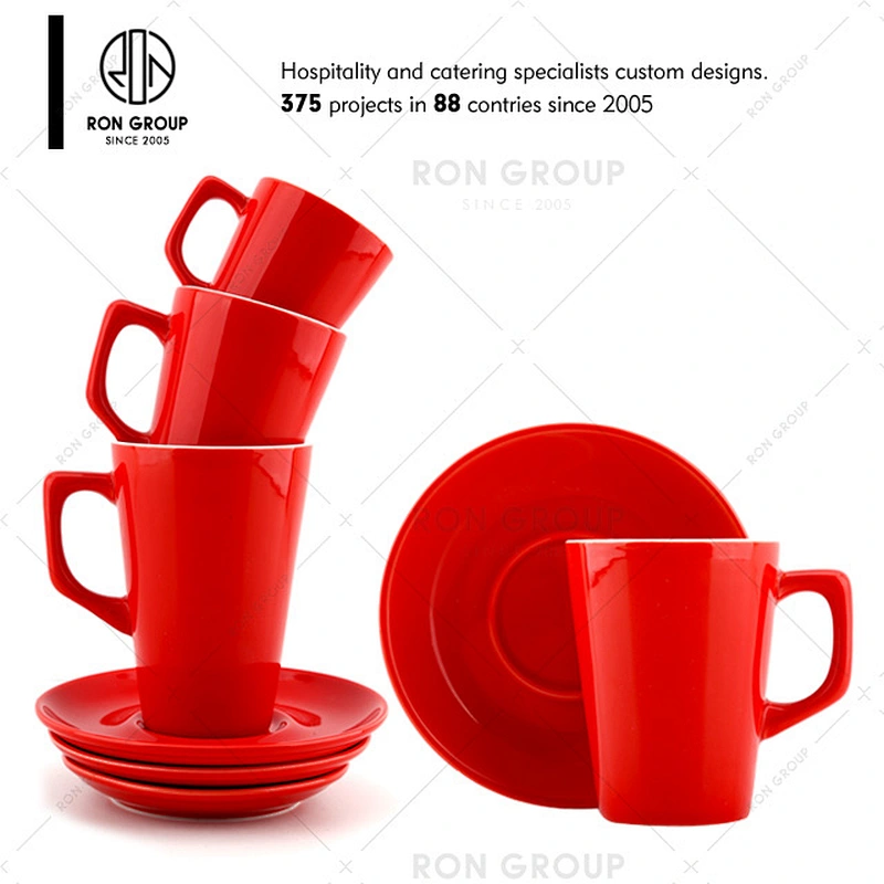 Wholesale Restaurant Brown Printed Ceramic Coffee Mug