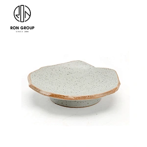 High feet  7inch ceramic fruit salad plates ceramic flower dinner plate