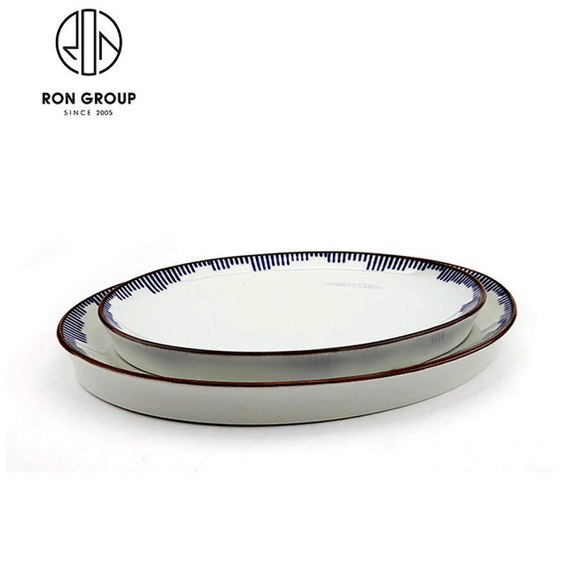 Wholesale Stocked Restaurant Triangle Shape Ceramic Boat Plate
