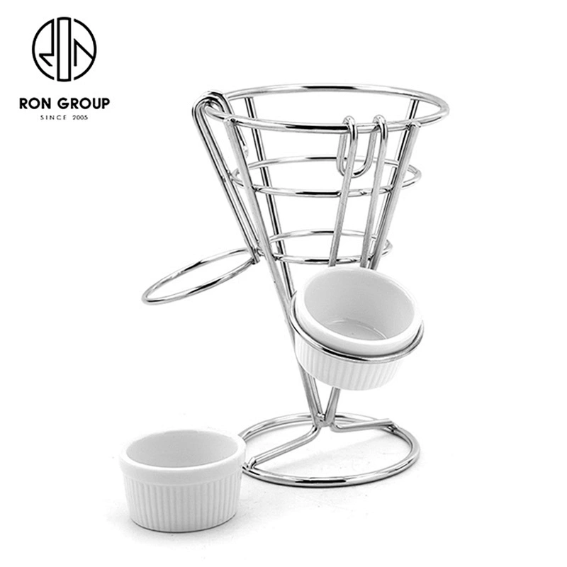 High Quality Display Stainless Steel Wire Mesh Double-Chip Fries Rack