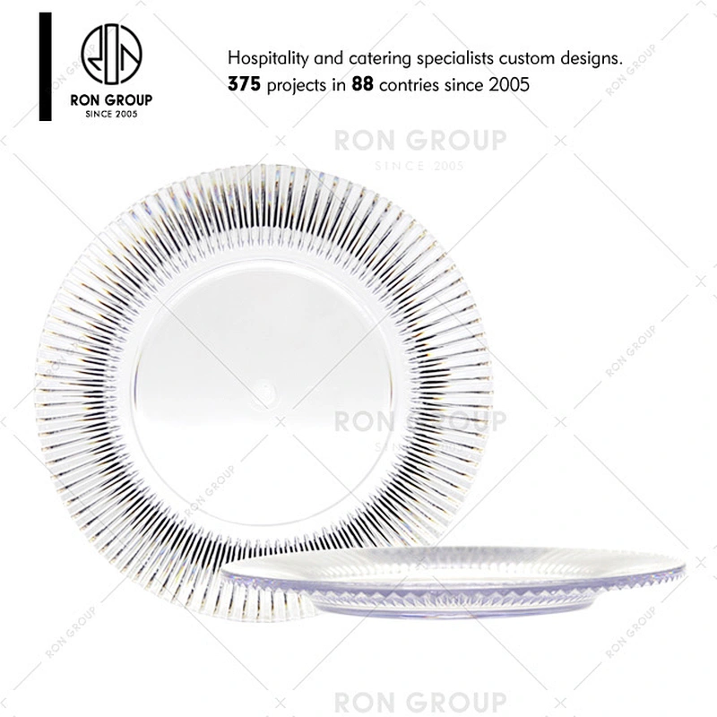 Restaurant decorating food grade clear bule color plastic food plate