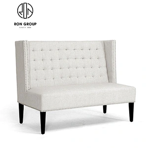 Custom White Leather Restaurant Furniture Booth Sofa