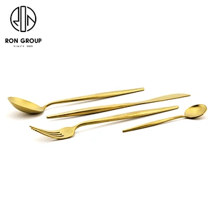 Hot Sale Restaurant Wedding Custom Logo Stainless Steel Gold Flatware Cutlery Set