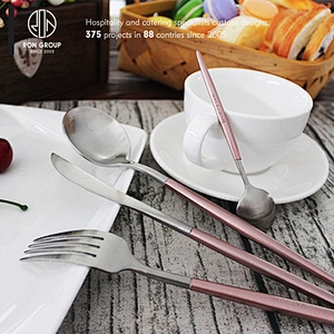 pink stainless steel cutlery set metal fork knife for restaurant dinning