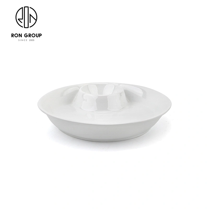 Ceramic White Color Cake Fruit Plate Hotel Porcelain Deep Round Dumplings Dishes