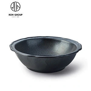 Matt black lotus leaf round soup plate
