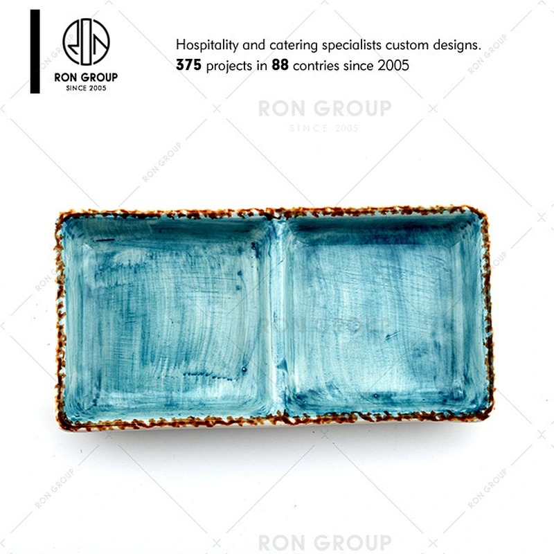 Restaurant High Quality Ceramic Round Blue Dinner Plate