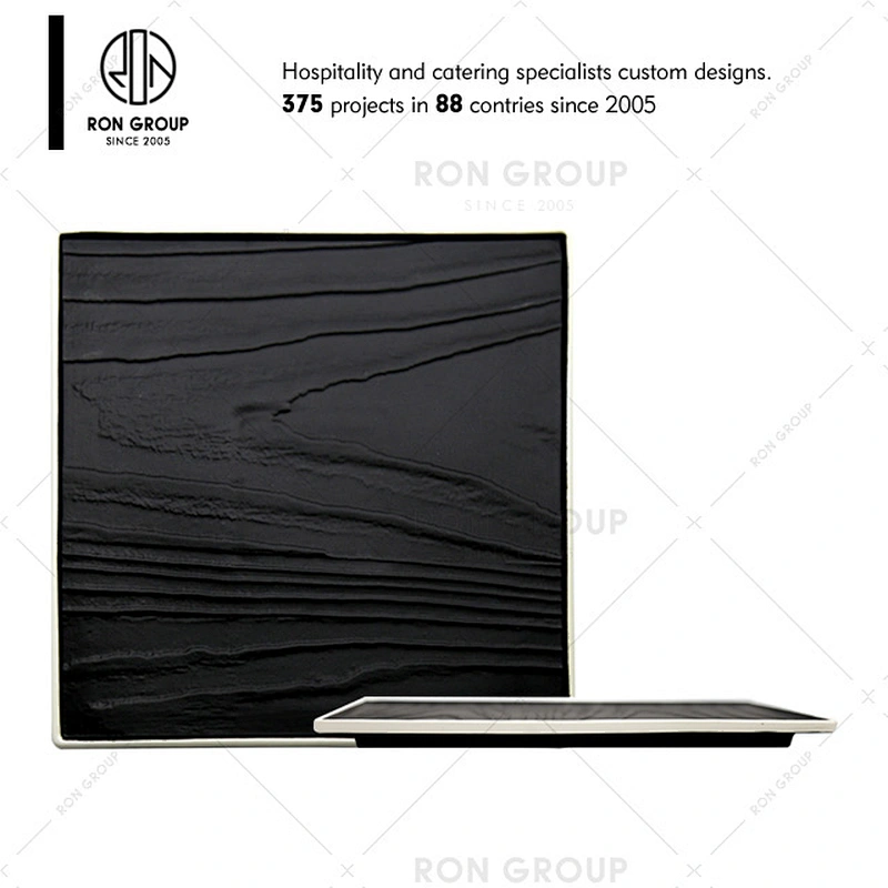 Restaurant black color unbreakable ceramic microwave dish plate