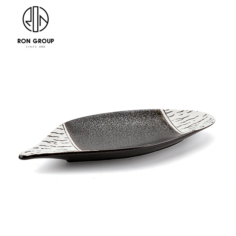 Creative Design Hotel Tableware 4 Inch Ceramic Bamboo Leaf Dinner Plate