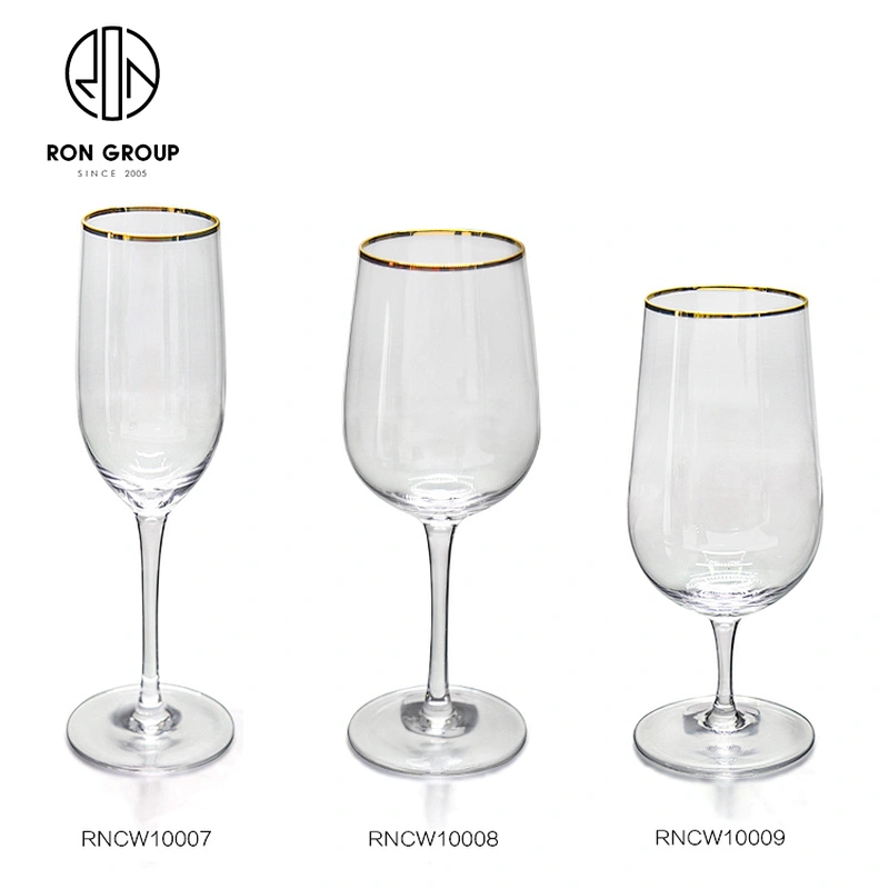 Hot Selling Wedding Use Toasting Drinkware Gold Rim Red Wine Glass