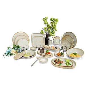 restaurant hotel  dishes plates ceramic set with Oval shape