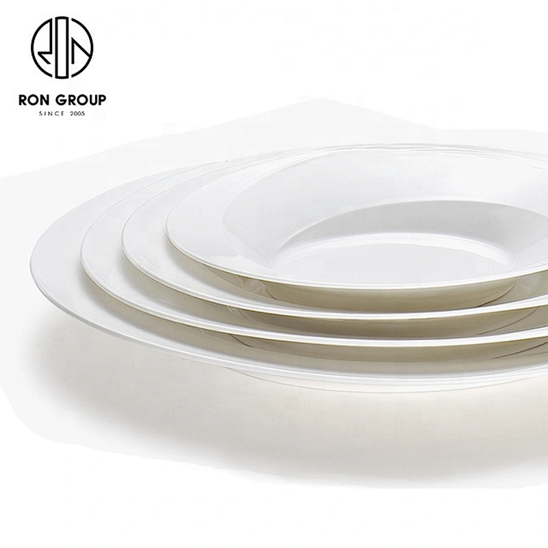 Plain White Irregularly Egg-shaped Soup Plate For Restaurants