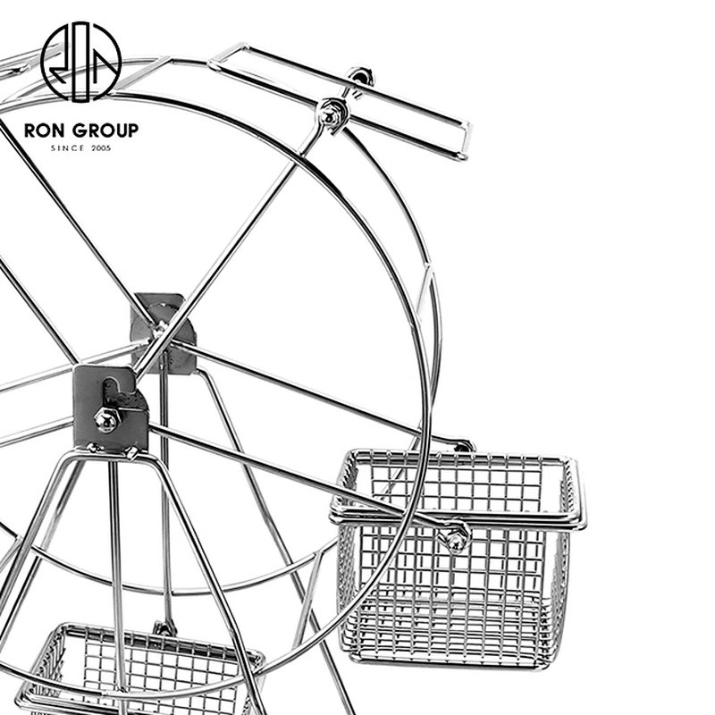 Stainless Steel Restaurant Snack Ferris Wheel Show Shelf With Five Basket