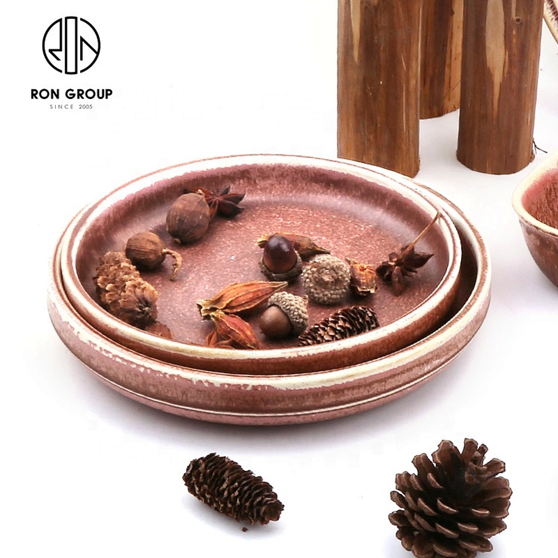 Round Ceramic Single Straight Kiln Powder Soup Plate For Restaurant