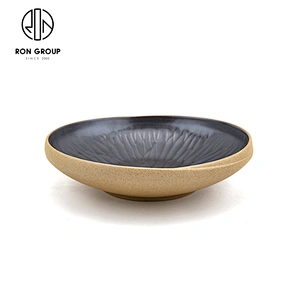 Wholesale Restaurant Ceramic Dishware Matte Black Terracotta Noodle Soup Bowl