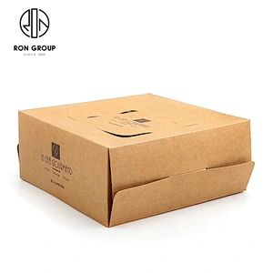Portable Rectangle Disposable Flat Sheet Carton Take Away Paper Box For Restaurant