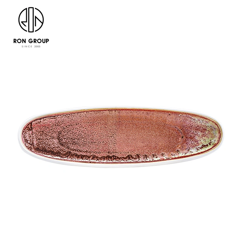 Restaurant Dinnerware Ceramic Fat Edge Long Thick Side Strip Disk