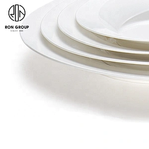 Plain White Irregularly Egg-shaped Soup Plate For Restaurants