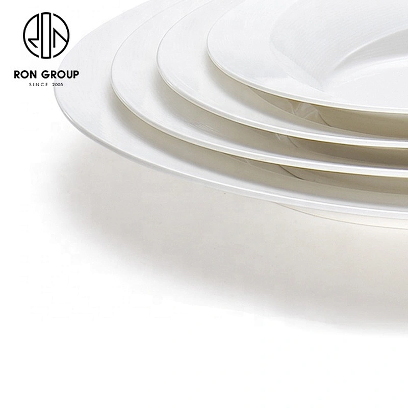 Plain White Irregularly Egg-shaped Soup Plate For Restaurants