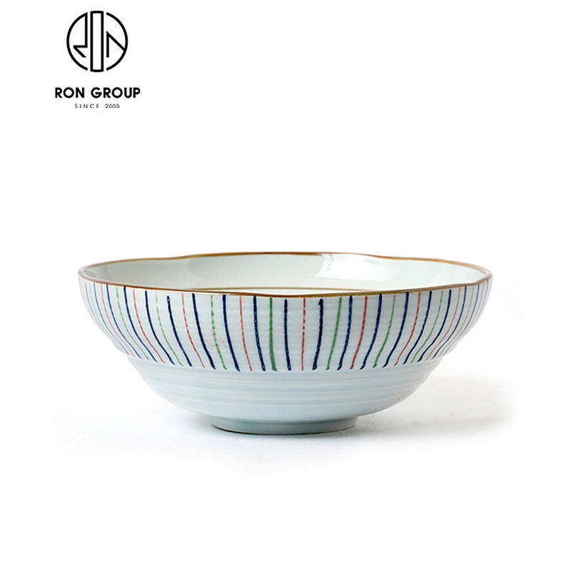 Hot Sale Retro Colorful Painting Ceramic Dinner Bowl