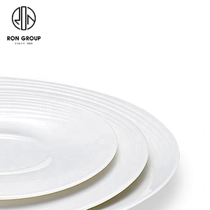 8 Inches Plain White Ceramic Round Shallow Plate For Restaurants