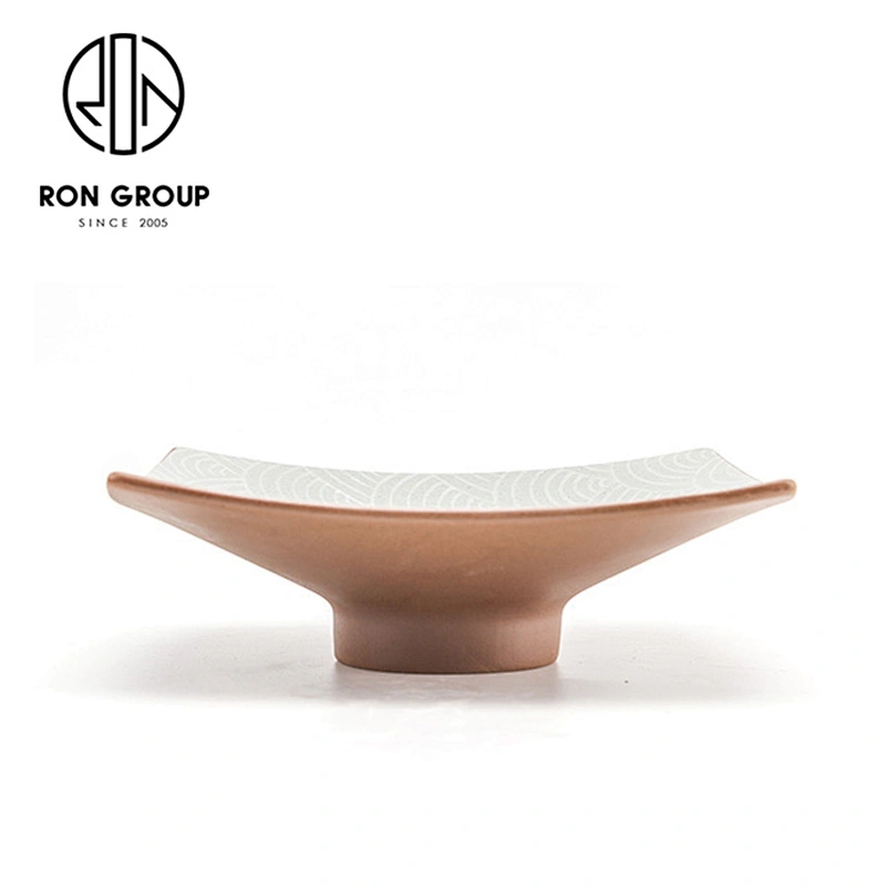 Custom Easy To Clean High Feet Square Ceramic Dinner Plate