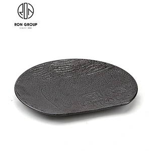 Square Porcelain Plate Matte Black Color Dinner Plate