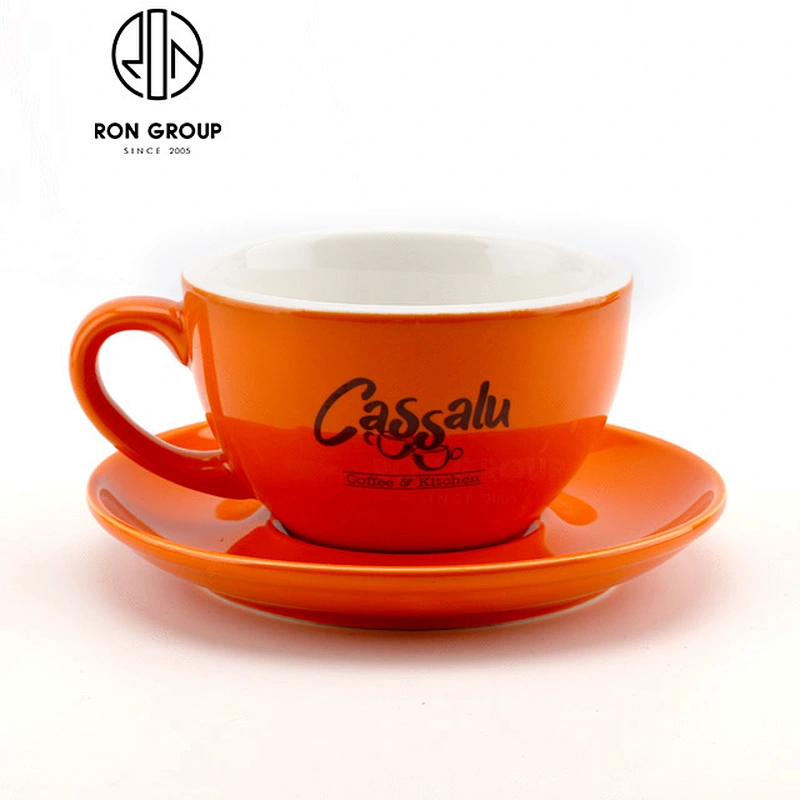 Wholesale Restaurant Coffee Shop Custom Logo White Ceramic Coffee Cup