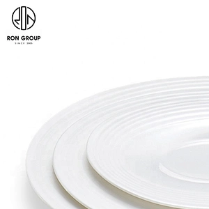 8 Inches Plain White Ceramic Round Shallow Plate For Restaurants