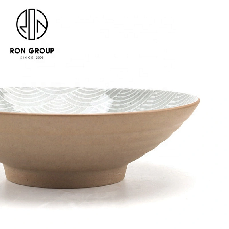Customized Restaurant Fish Pattern Ceramic Round Khaki Bowl