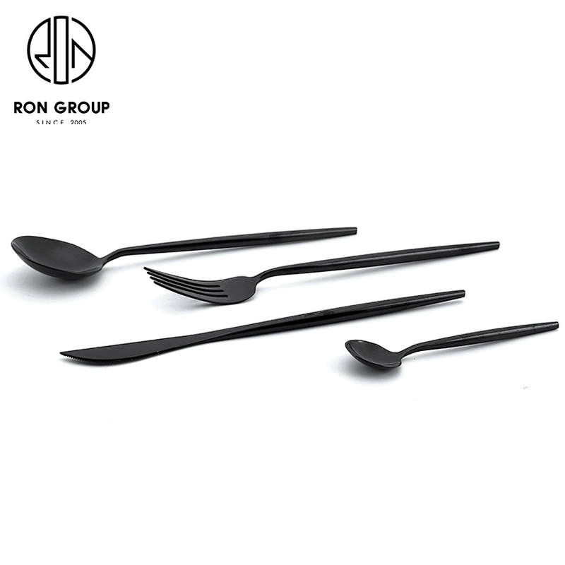 Wholesale High Quality Restaurant Tableware Metal Black Cutlery Set