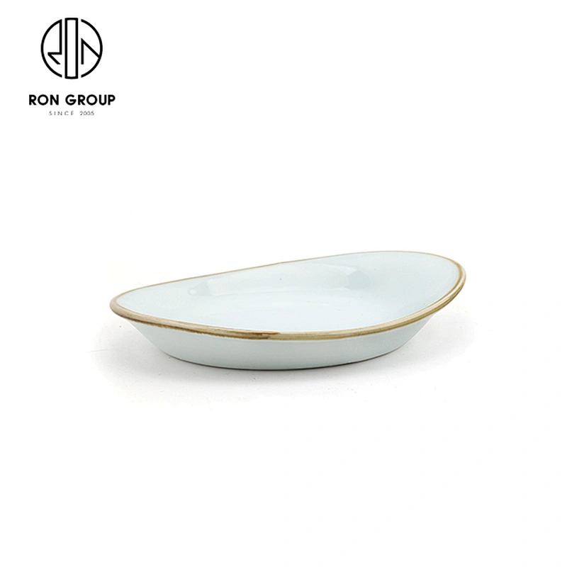 Simple Design Irregular Restaurant Gift Porcelain Ceramic Snack Plate