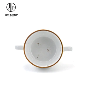 Wholesale Classic Style Customized Porcelain Soup Tea Cup With Two Handle