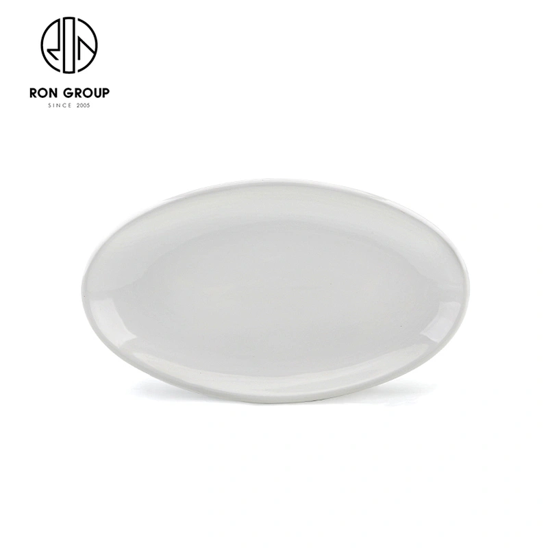 Dinnerware Porcelain Hotel Design White Thick Oval Plate For Restaurant And Hotel