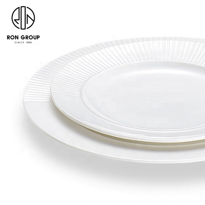 Unique Design Straight Grain Round Plate For Restaurant Dedicated