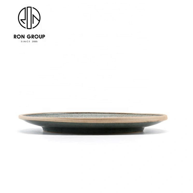 Customized Blackish Green Terracotta Shallow Round Plate